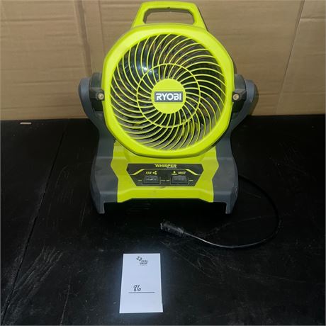 Retail $69.00 RYOBI ONE+ 18V 7-1/2 in. Misting Fan Tool Only